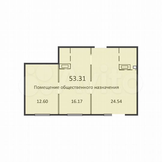 Свободного назначения, 53.31 м²