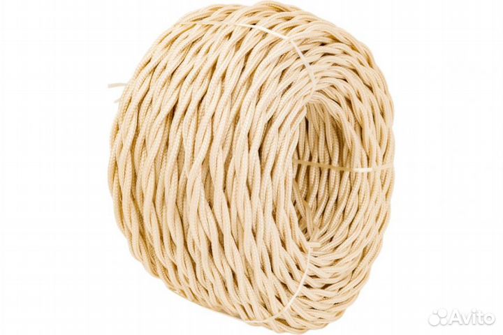 Ретро витой провод bironi 2х1,5, песочное золото