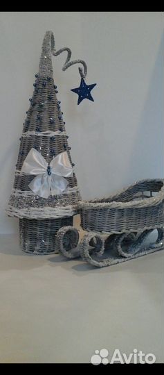 Корзинка, конфетница в виде новогодних саночек