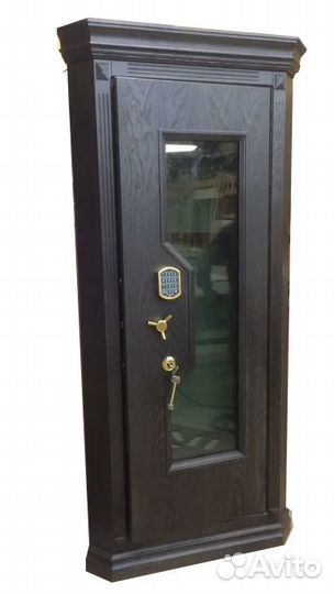 Угловой сейф c бронестеклом в дереве 