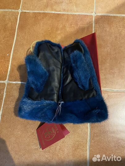 Рукавицы из норки с настоящей кожей