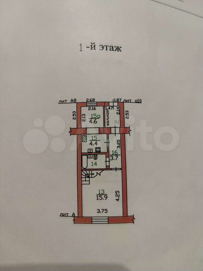 3-к. квартира, 62 м², 1/2 эт.