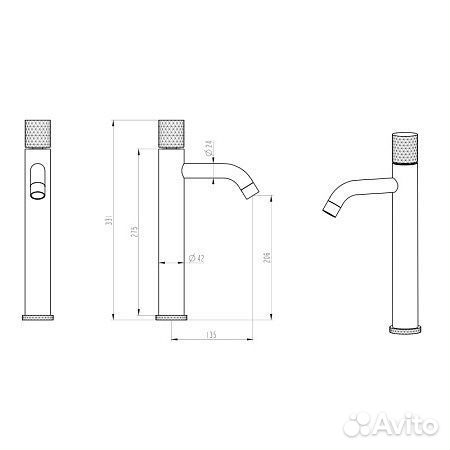 Смеситель Boheme Stick 122-WG.2 для умывальника