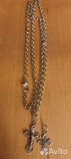 Цепь с крестиком серебро
