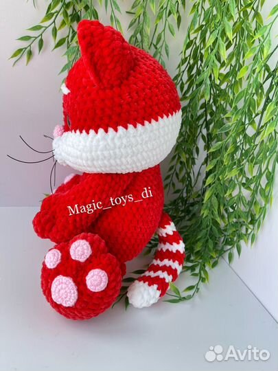 Вязаные игрушки Котик с метрикой плюшевый именной