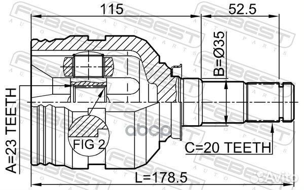 ШРУС внутренний перед лев 0111SXM10LH Febest