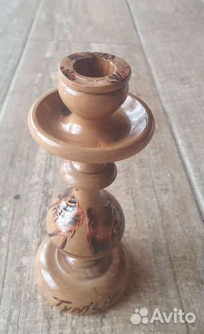 Подсвечник ручной работы из дерева высота 16см