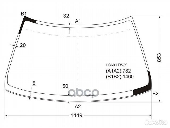 Стекло лобовое Mitsubishi Lancer 88-91 / Mirage