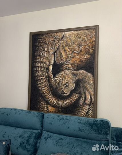 Картина «Слоны» с о. Бали (масло)