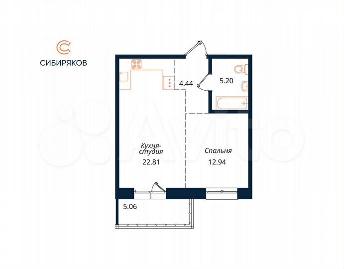 1-к. квартира, 50,5 м², 12/18 эт.