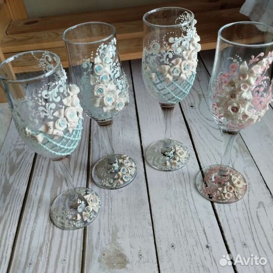 Стеклянные фужеры Декор