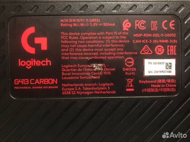 Игровая механическая клавиатура logitech g413 carb