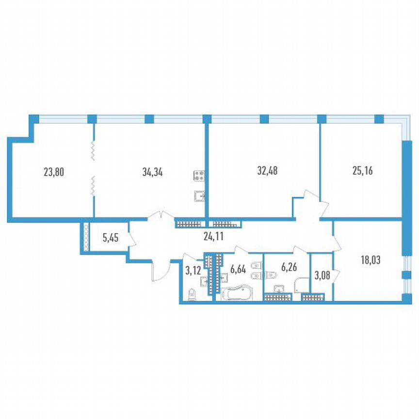 4-к. квартира, 182 м², 20/23 эт.