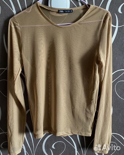 Прозрачный/ в сеточку лонгслив zara