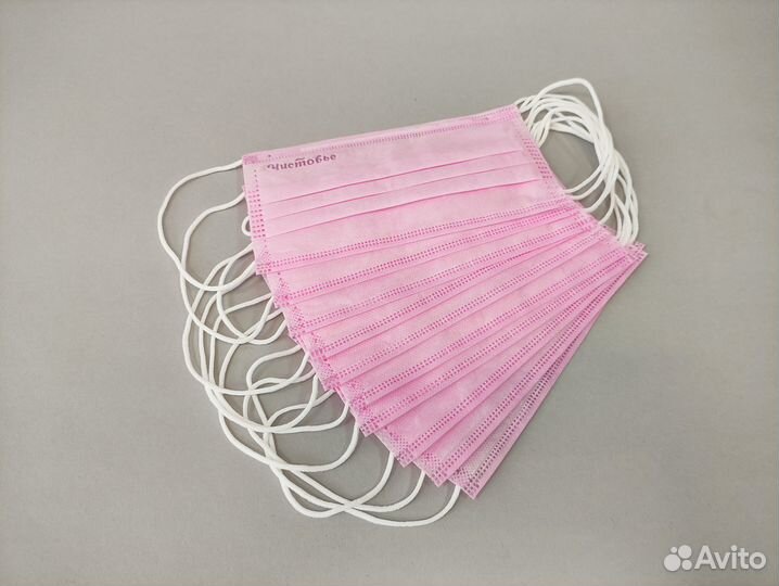 604-236 Маска защитная 10шт спанбонд/sms розовый