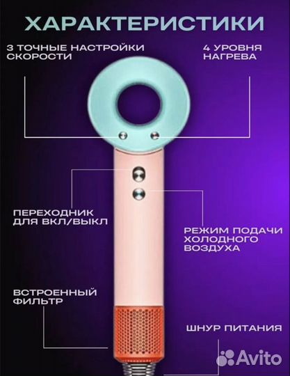 Новый профессиональный фен с насадками