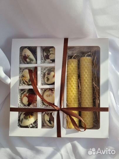 Подарочный набор шоколад без сахара и свечи