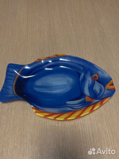 Блюдо стекло экзотическая рыба