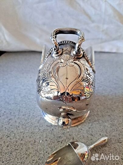 Винтажная Сахарница с лопаткой Серебрение