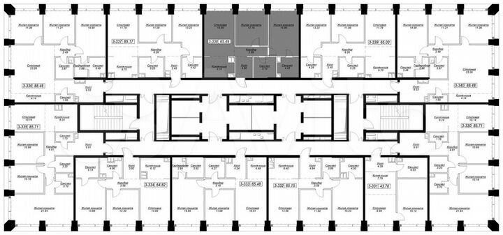 2-к. квартира, 65,4 м², 27/55 эт.