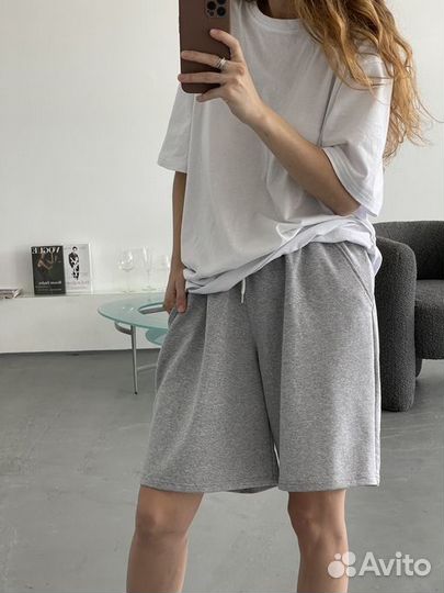 Хлопковые шорты серые S M XL