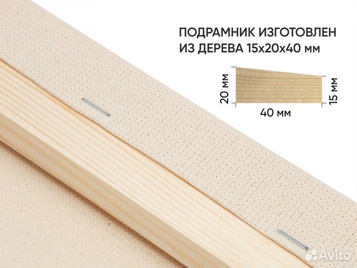 Холст на подрамнике 30х80 много размеров