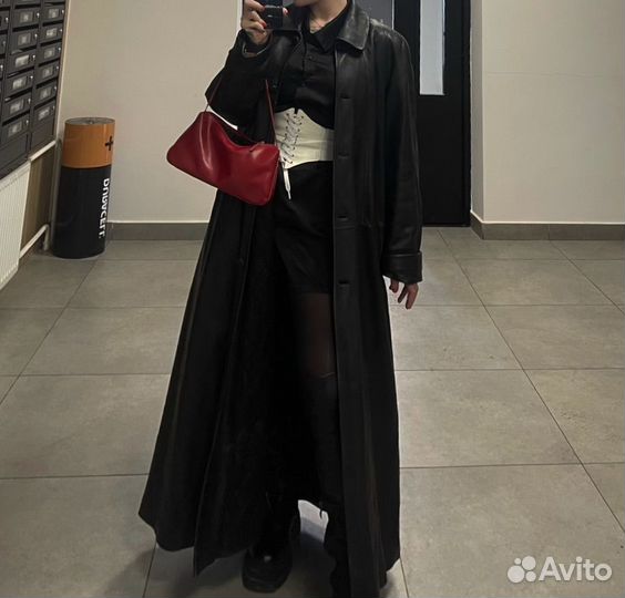 Плащ из натуральной кожи зимний