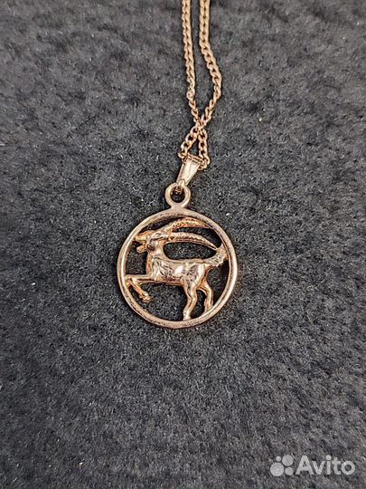 Подвеска кулон с цепочкой Горный козёл под золото