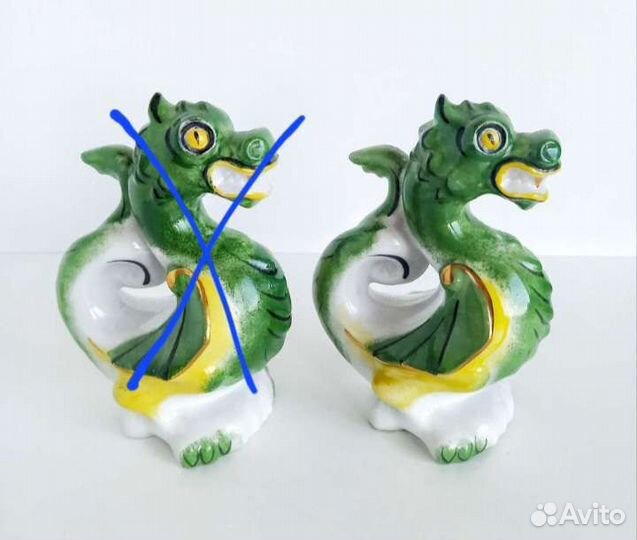 Фарфоровая статуэтка Дракон, зеленый, Вербилки