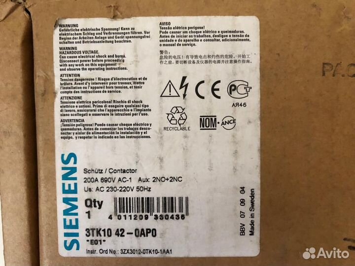 AC-1 контактор 3TK10 42-0AP0 siemens