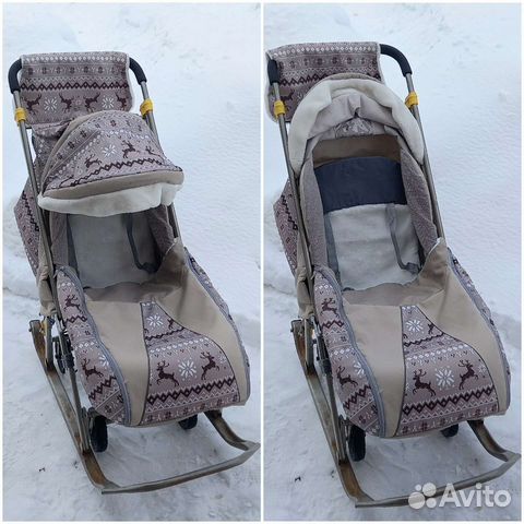 Детские санки коляска с колесами