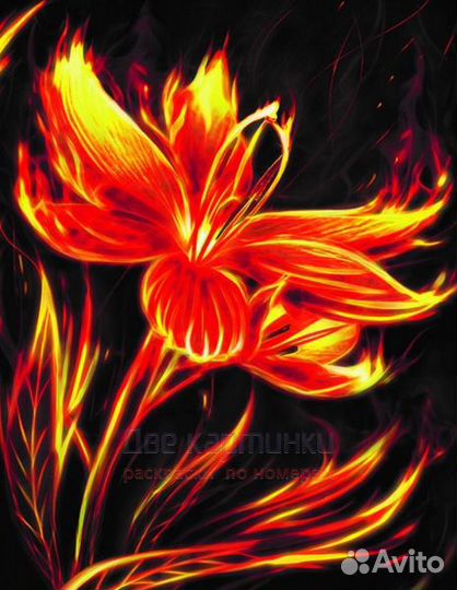 Алмазная мозаика 40x50 Огненный цветок