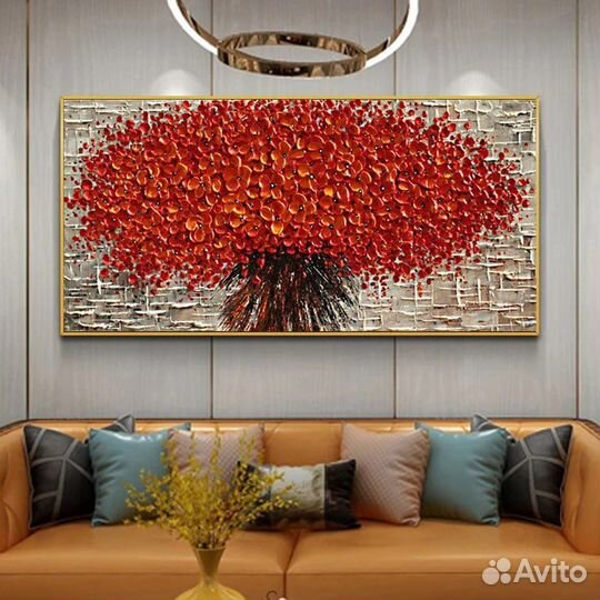 Текстурная картина маслом на холсте Цветы