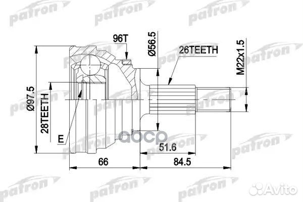 ШРУС наружн к-кт 26x56.5x28 audi: 100 86-90, 10