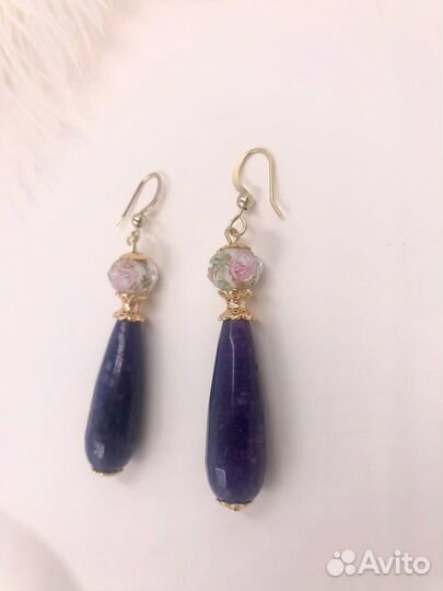Серьги-капли с аметистом