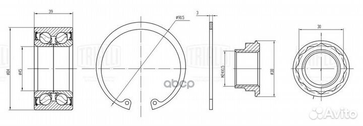 Подшипник ступ.MB W201/W202/W124/W210 83- зад