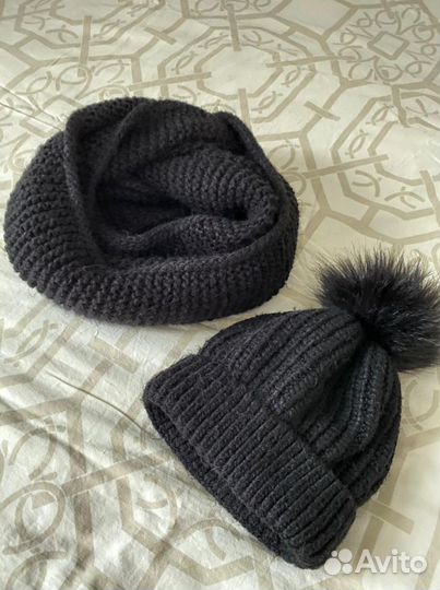 Шапка и снуд шерсть