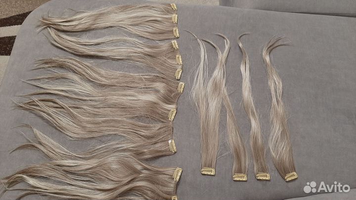 Волосы на заколках блонд