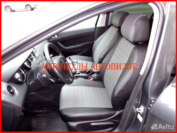 Чехлы Автопилот Peugeot 408 из экокожи чёрно-серые