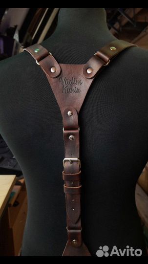 Мужские подтяжки, ручная работа, натуральная кожа
