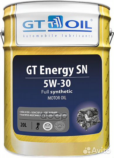 Масло GT Energy SN SAE 5W30 API SN 20 л GT OIL