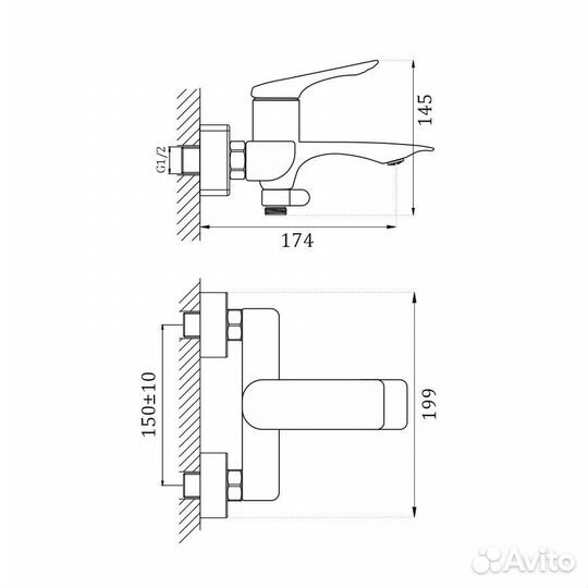 Смеситель для ванны с душем Haiba HB60816-3 пепел