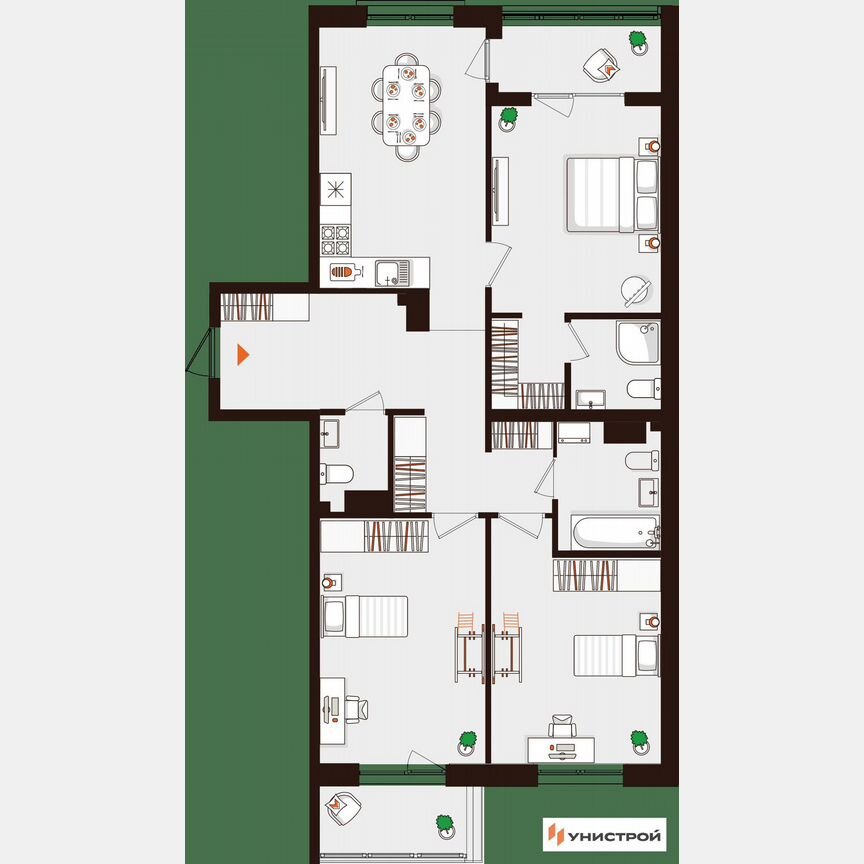 3-к. квартира, 89,9 м², 3/5 эт.