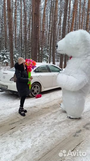 Белый мишка Умка, Чебурашка на поздравление