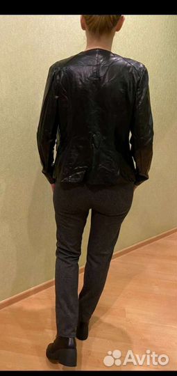 Куртка косуха женская кожзам, чёрная, р.48