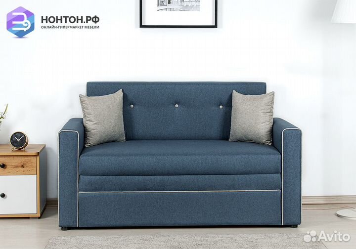 Диван выкатной Найс светло-синий / светло-серый