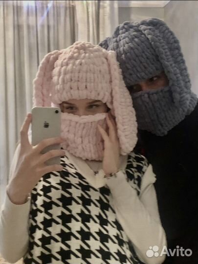 Балаклава вязаная с ушками