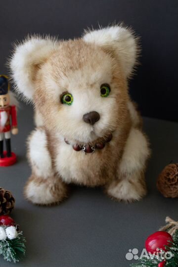Щенок из натуральной норки. Интерьерная игрушка