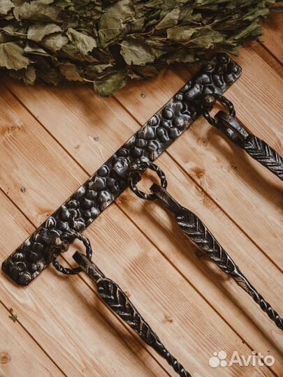 Кованый каминный набор (кочерга,совок,щетка) набор