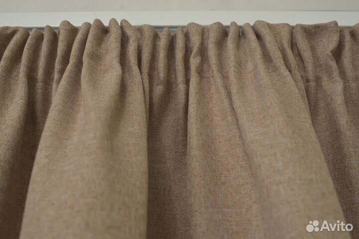 Шторы блэкаут под лен Бежевые